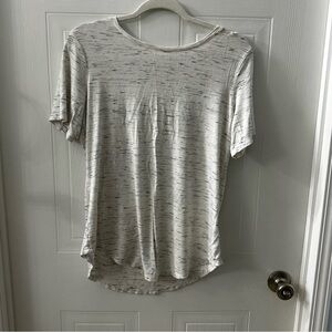 Old Navy Luxe Tee M – White Heathered High-Low Soft Stretch Knit Top